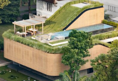Sloping green roofs “keep the family connected” at Indonesian home